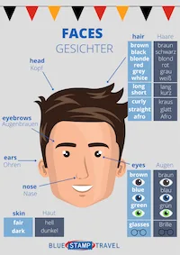 German Face Parts Poster